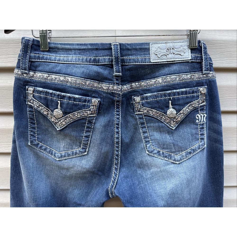 Miss Me Denim Blue Jeans Mid Rise Crop Women's Size 30